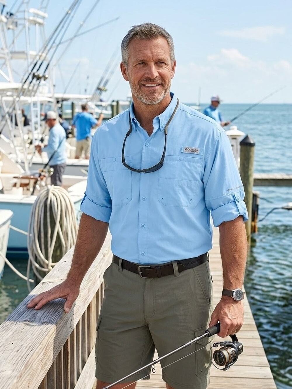 Columbia PFG Tamiami II Shirt Mens Size M Light Blue Long Sleeve Fishing UPF 40